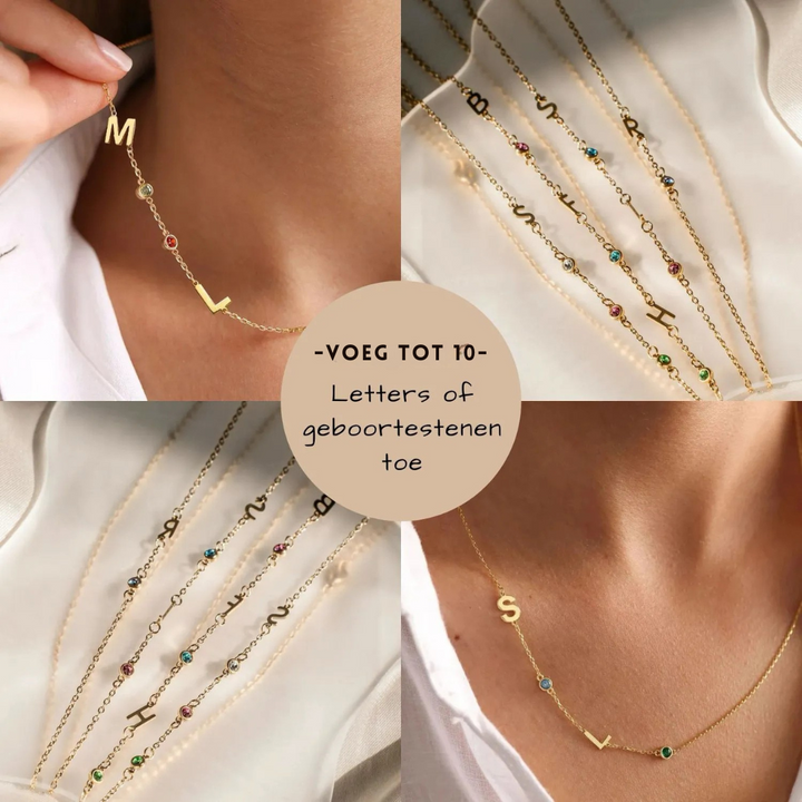 Dámský iniciální náhrdelník s narozeninovým kamenem 