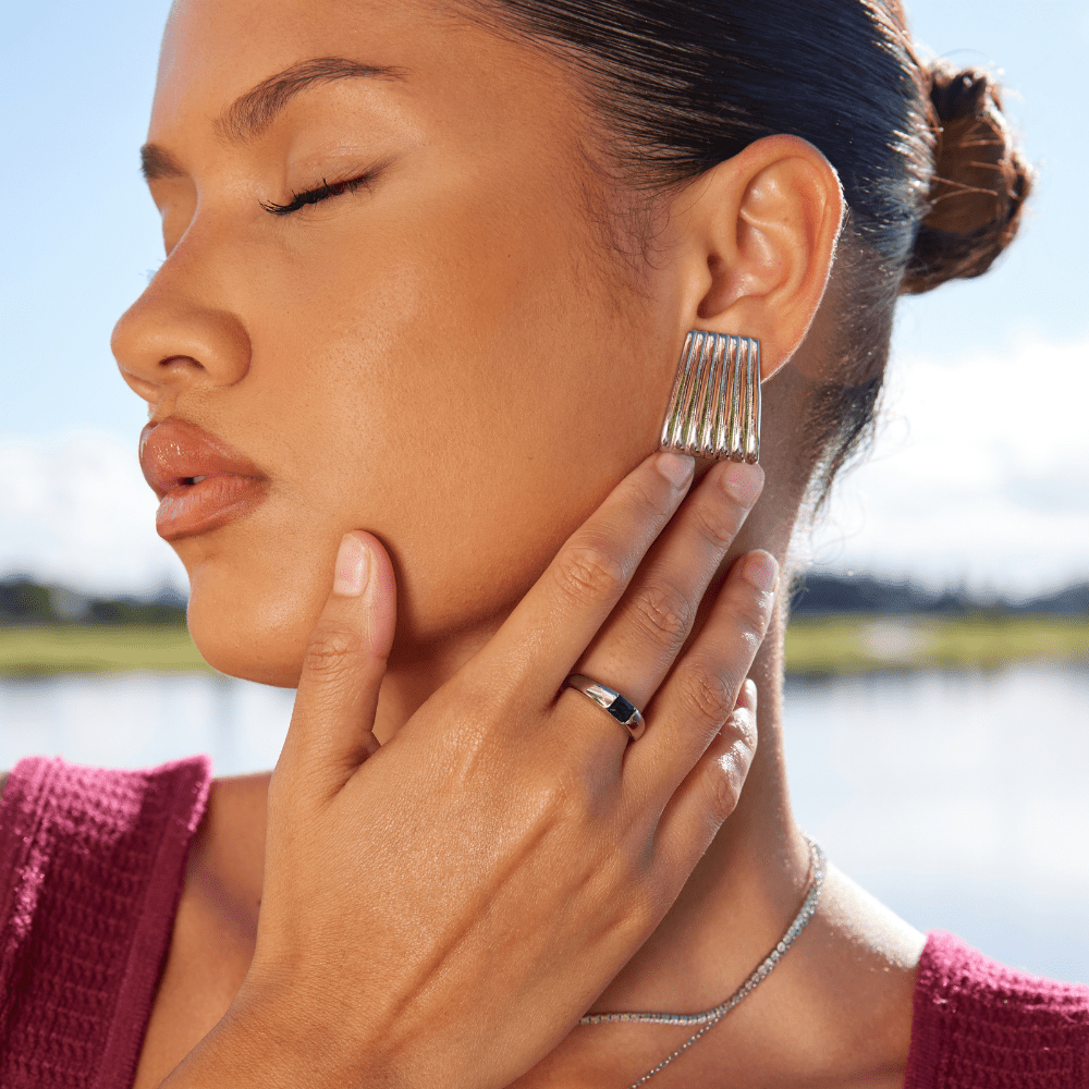 Ember stříbrný a smaragdový prsten 