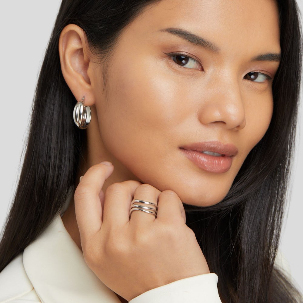 Kiya gelaagde stříbrný prsten