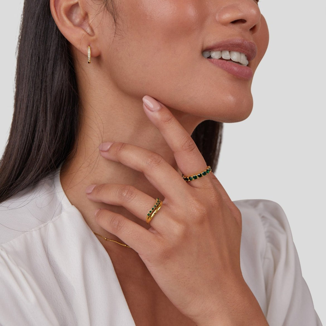 Mary - Smaragdově zelený, vrstvený prsten