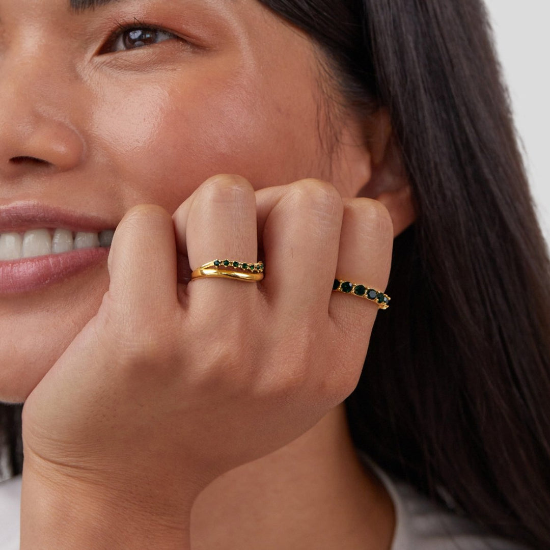 Mary - Smaragdově zelený, vrstvený prsten