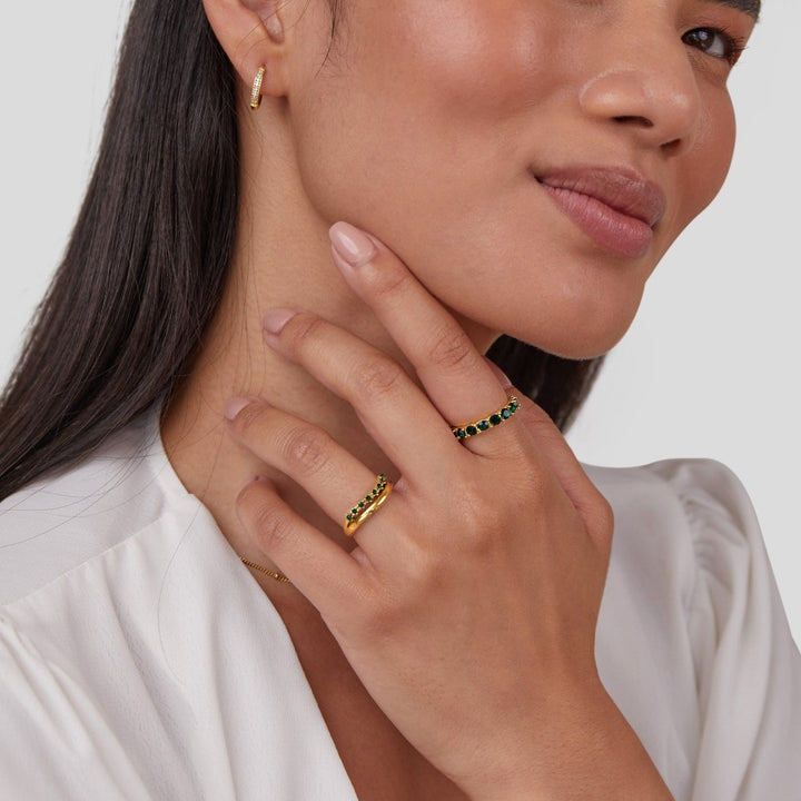 Mary - Smaragdově zelený, vrstvený prsten